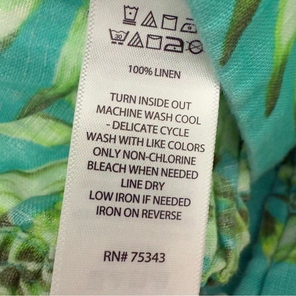 C&C California Green Floral Long Maxi Skirt Side Slit Size M 100% Linen - Picture 7 of 10